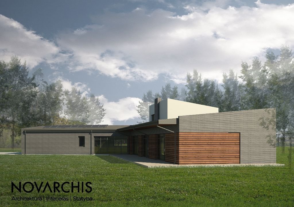 vieno auksto namas prabangus minimalus modernus stilingas medzio fasadas tinkas architektas vilnius kaunas novarchis ona januskeviciute